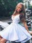 Lovely Sky Blue V-Neck Applique Short Homecoming Dresses, SW0079