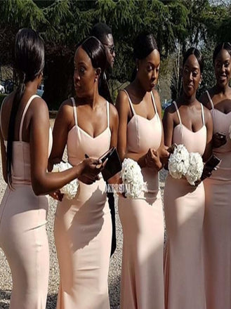 Mermaid Spaghetti straps Elegant Simple Pretty Long Bridesmaid Dresses,SWE1293