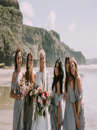 Off-shoulder Spaghetti straps Elegant Simple Pretty Long Bridesmaid Dresses, SWE1323