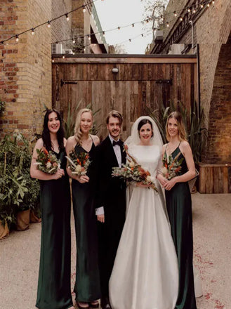 Spaghetti straps V-neck Elegant Simple Pretty Long Bridesmaid Dresses, SWE1325