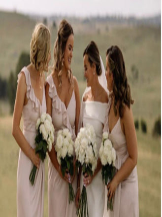 V-neck A-line Ruffle side silt  Elegant Simple Pretty Long Bridesmaid Dresses,SWE1297