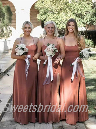 Sexy Halter A-line Elegant Simple Long Bridesmaid Dresses,SWE1282