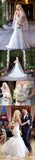 Vintage Gorgeous Beading Appliques Strapless Charming Mermaid Long Wedding Dress,DB094
