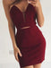 Charming Burgundy Sexy V-Neck Short Homecoming Dresses, SW0026