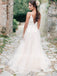 Elegant Spaghetti straps V-neck A-line Lace applique Wedding Dresses,DB0268