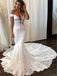 Sexy Off Shoulder Ivory Full Lace Mermaid Long Wedding Dresses, WD1120