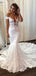 Sexy Off Shoulder Ivory Full Lace Mermaid Long Wedding Dresses, WD1120