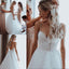 Fashion Spaghetti Straps Backless Lace Top A Line Long Wedding Dresses, WD1102
