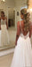 Fashion Lace Top Open Back Chiffon A Line Beach Wedding Dresses, WD1111