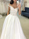 Pretty Cap Sleeves Lace Top Satin A Line Long Wedding Dresses, WD1113