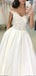 Pretty Cap Sleeves Lace Top Satin A Line Long Wedding Dresses, WD1113