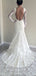 Unique Long Sleeves Backless Round Neck Mermaid Long Wedding Dresses, WD1108