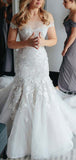 Elegant Off Shoulder Tulle Mermaid With Train Long Wedding Dresses, WD1121