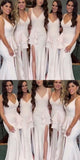 Beautiful V-Neck Side Slit Mermaid Bridesmaid Dresses , SW0080